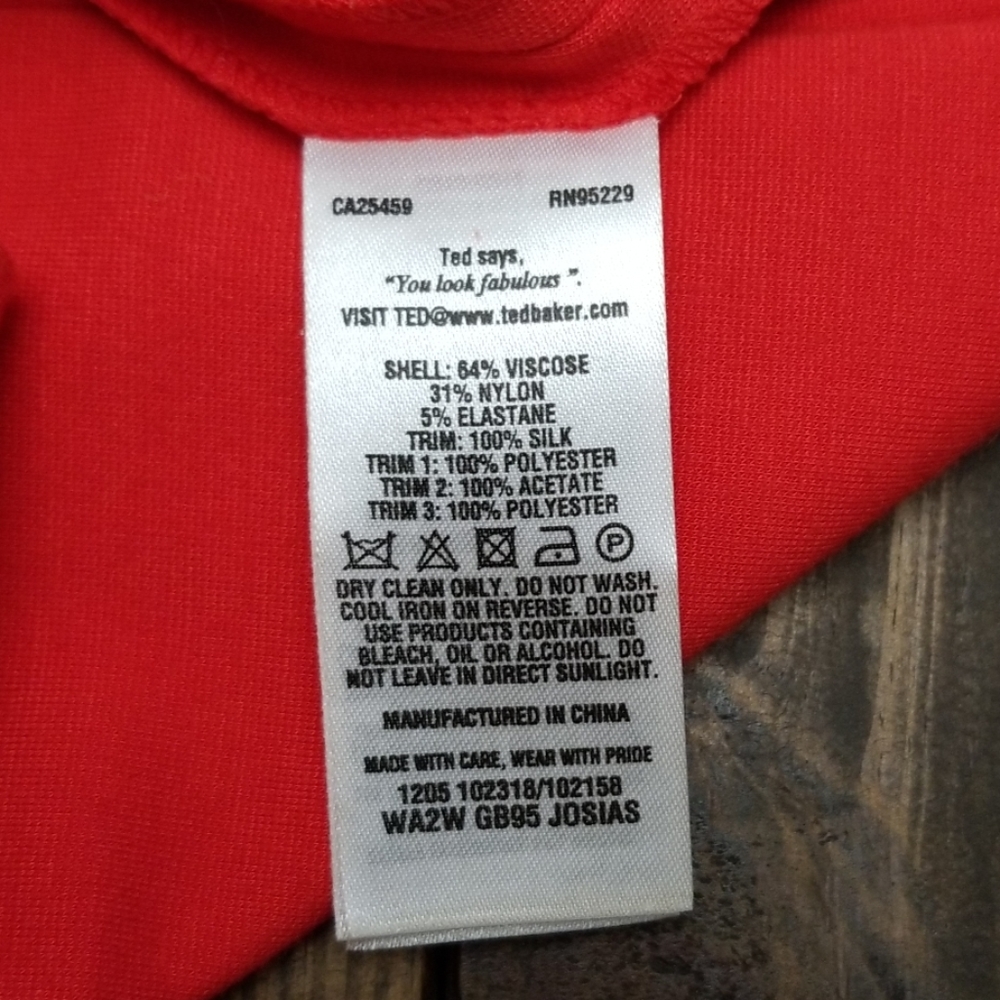 Ted Baker London Josias Red Mesh Short Sleeve Panel Dress 2 - Picture 7 of 8